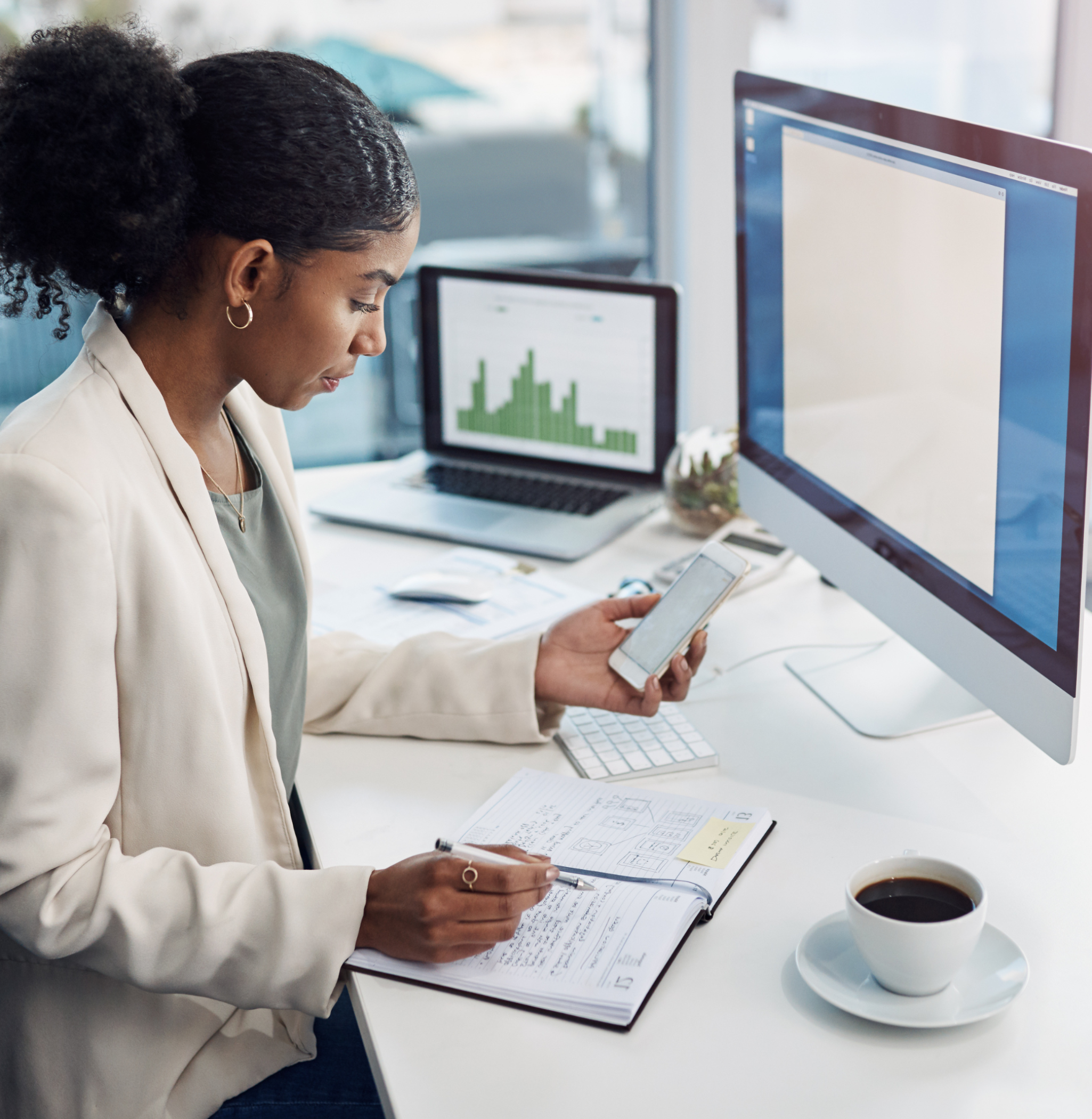 A lady at her desktop